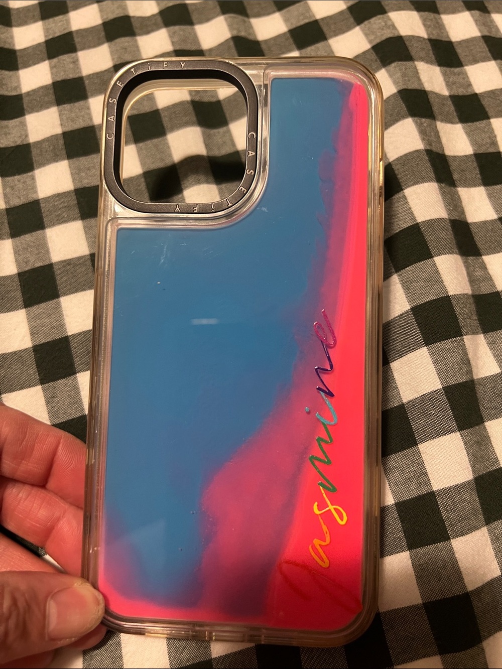 Casetify IPhone 13 Pro Max Phone Case with Rainbow Script name Jasmine